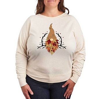 Plus Size Leaf Beard Gnome French Terry Long Sleeve Tee