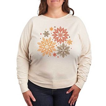 Plus Size Autumn Radial Design French Terry Long Sleeve Tee