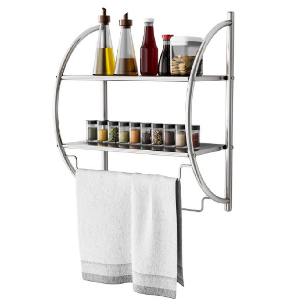 Bolton Bathroom Storage Cubby & Towel Bar Wall Shelf