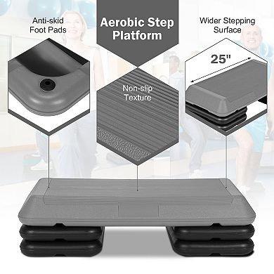 29 Inch Adjustable Workout Fitness Aerobic Stepper Exercise Platform