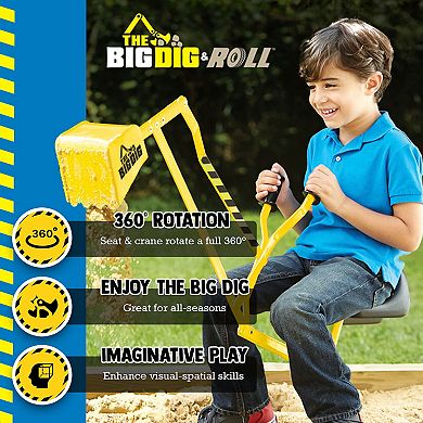 Big Dig Rolling Sandbox Digger Excavator Crane with 360 Degree Rotation Base