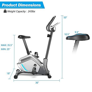 Magnetic Stationary Upright Exercise Bike with LCD Monitor and Pulse Sensor