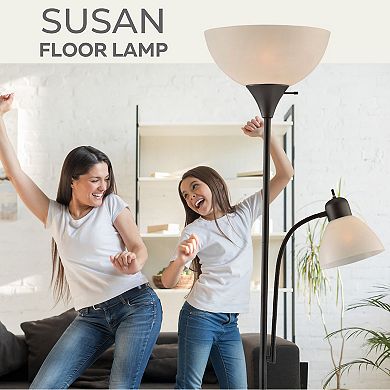Susan Black Floor Lamp with White Cone Shade