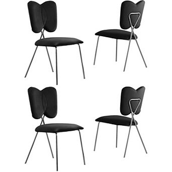 Best Quality Furniture Velvet Upholstered Dining Wingback Chair (Set of 4)