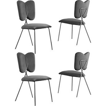 Best Quality Furniture Velvet Upholstered Dining Wingback Chair (Set of 4)