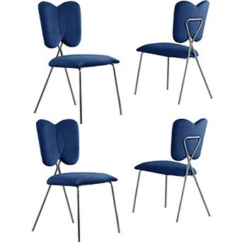 Best Quality Furniture Velvet Upholstered Dining Wingback Chair (Set of 4)