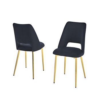 Best Quality Furniture Upholstered Dining Chair with Gold Accent Legs (Set of 2)