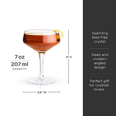 Raye Angled Crystal Coupe Glasses Set of 4