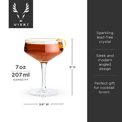 Raye Angled Crystal Coupe Glasses Set of 4