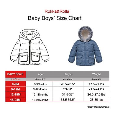 Baby Boy Rokka&Rolla Sherpa-Lined Hooded Puffer Jacket