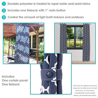 Sunnydaze Outdoor Curtain Panel - Blue - 52 in x 108 in - Set of 2