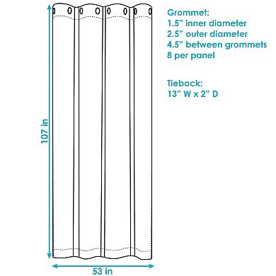 Sunnydaze Outdoor Curtain Panel - Blue - 52 in x 108 in - Set of 2