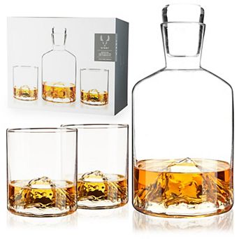 3 pc Mountain Crystal Decanter and Tumbler Set Viski®