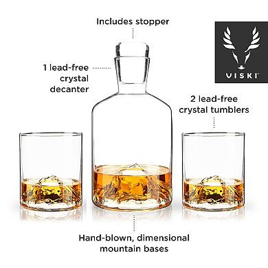 3-Piece Mountain Crystal Decanter and Tumbler Set Viski®