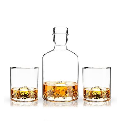 3-Piece Mountain Crystal Decanter and Tumbler Set Viski®