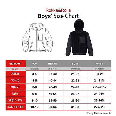 Boys’ Rokka&Rolla Sherpa Fleece Puffer Jacket