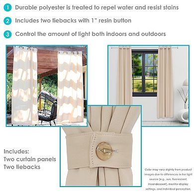 Sunnydaze Simple Outdoor Curtain Panel - Set of 2