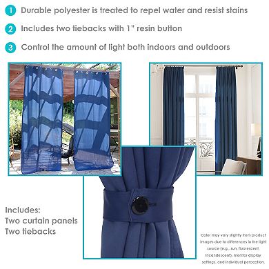 Sunnydaze Simple Outdoor Curtain Panel - Set of 2