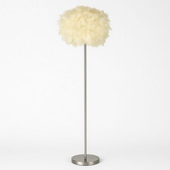 Feather Floor Lamp with White Faux Ostrich Feather Shade