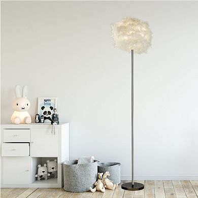 Feather Floor Lamp with White Faux Ostrich Feather Shade