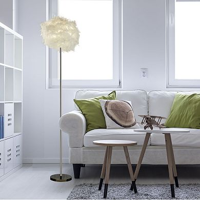 Feather Floor Lamp with White Faux Ostrich Feather Shade