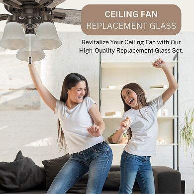 Ceiling Fan Replacement Globes, 4 Pack Chrysanthemum Pattern Fixture Replacement Globes Shades With 1-5/8" Fitter, ALUCSET 4.5" Height And 4-3/4" Diameter, Metal Cover For Pendant Lamp Wall Lamp