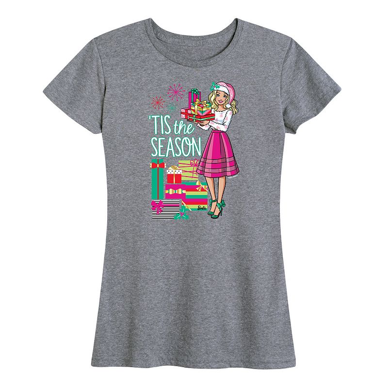 Women's Barbie® 'Tis The Season Graphic Tee, Girl's, Size: Small, Grey Gray