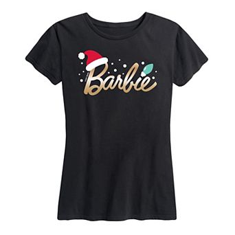 Women's Barbie® Logo Santa Hat Graphic Tee