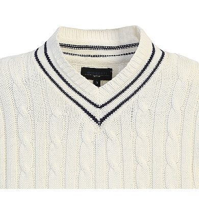 Gioberti Kid's 100% Cotton V-neck Cable Knit Sweater