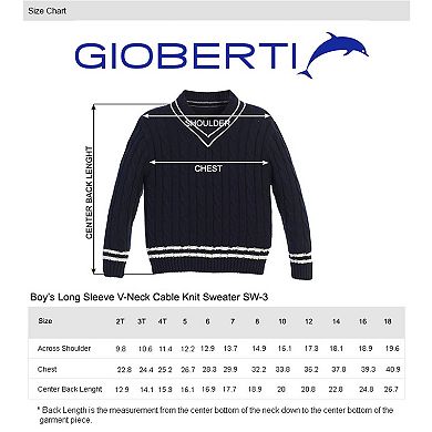 Gioberti Kids 100% Cotton V-neck Cable Knit Sweater