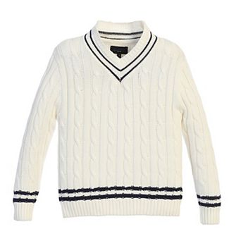 Gioberti Kid's 100% Cotton V-neck Cable Knit Sweater