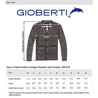 Gioberti Boy's Cardigan Sweater With Soft Brushed Flannel Lining And Pockets