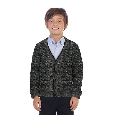 Gioberti Boys Cardigan Sweater With Soft Brushed Flannel Lining And Pockets