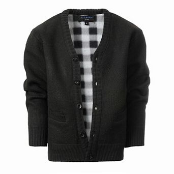 Gioberti Boy's Cardigan Sweater With Soft Brushed Flannel Lining And Pockets