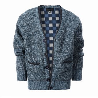 Gioberti Boy's Cardigan Sweater With Soft Brushed Flannel Lining And Pockets