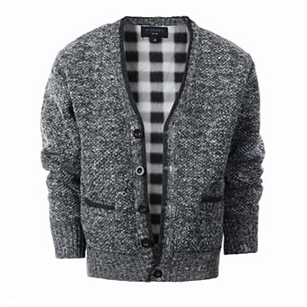 Gioberti Boy's Cardigan Sweater With Soft Brushed Flannel Lining And Pockets