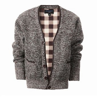 Gioberti Boy's Cardigan Sweater With Soft Brushed Flannel Lining And Pockets