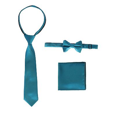 Gioberti Boy's Long Sleeve Dress Shirt + Solid Tie, Bow Tie, and Hanky