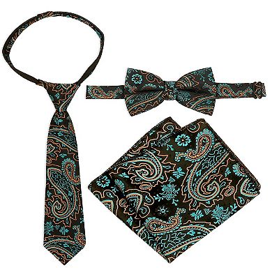 Gioberti Kids 4pc Paisley Vest Set - Vest, Bowtie, Tie, Pocket Square