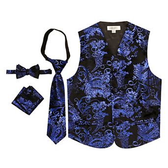 Gioberti Boy's 4 pc Paisley Vest Set - Vest, Bowtie, Tie, Pocket Square