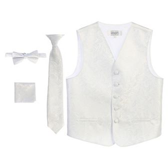 Gioberti Boy's 4 pc Paisley Vest Set - Vest, Bowtie, Tie, Pocket Square