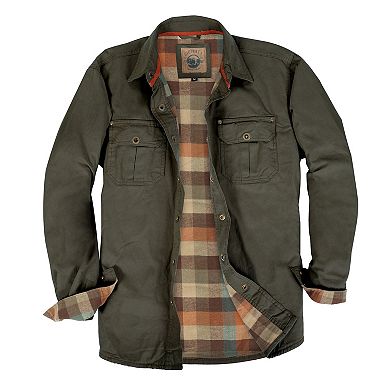 Gioberti Men's 100% Cotton Brushed and Soft Twill Shirt Jacket with Flannel Lining