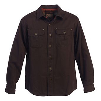 Gioberti Men's 100% Cotton Brushed and Soft Twill Shirt Jacket with Flannel Lining