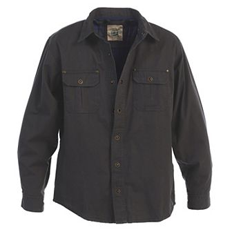Gioberti Men's 100% Cotton Brushed and Soft Twill Shirt Jacket with Flannel Lining