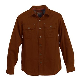 Gioberti Men's 100% Cotton Brushed and Soft Twill Shirt Jacket with Flannel Lining