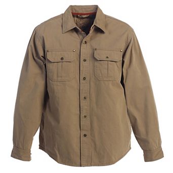 Gioberti Men's 100% Cotton Brushed and Soft Twill Shirt Jacket with Flannel Lining