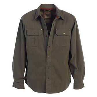 Gioberti Men's 100% Cotton Brushed and Soft Twill Shirt Jacket with Flannel Lining