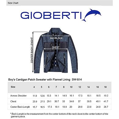 Gioberti Kids Full Zip Cardigan Patch Design Sweater With Brushed Flannel Lining