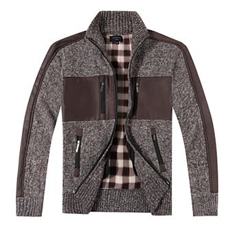 Gioberti Kid's Full Zip Cardigan Patch Design Sweater With Brushed Flannel Lining