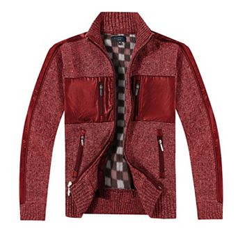 Gioberti Kid's Full Zip Cardigan Patch Design Sweater With Brushed Flannel Lining